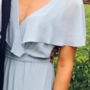 Show Me Your Mumu Audrey Ruffle Wrap Front Gown - XS Steel Blue